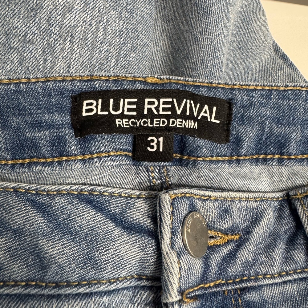 Blue Revival Straight Leg Jeans Scarecrow Cuff Light Denim Size 31/12/Large